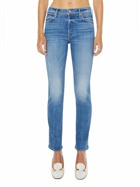 MOTHER Denim The Insider Flood High Waist Jeans Over The Top Blue 27 Petite